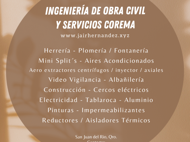 Construcción, remodelación y mantenimiento predictivo, preventivo y correctivo